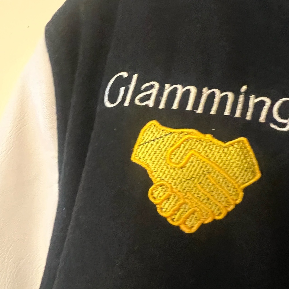 NWOT Rebel Minds /"Glamming Sisters" Brand, Black Varsity Women's Jacket, Small - Picture 8 of 12